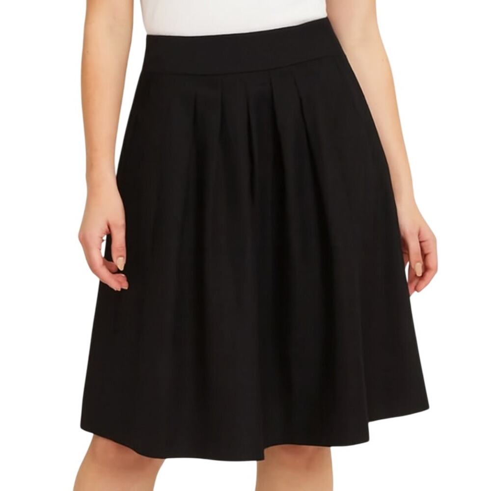 Talbots Black Front A-Line Pleated Skirt Pockets Fully Lined Size 2 Professional - Picture 2 of 9